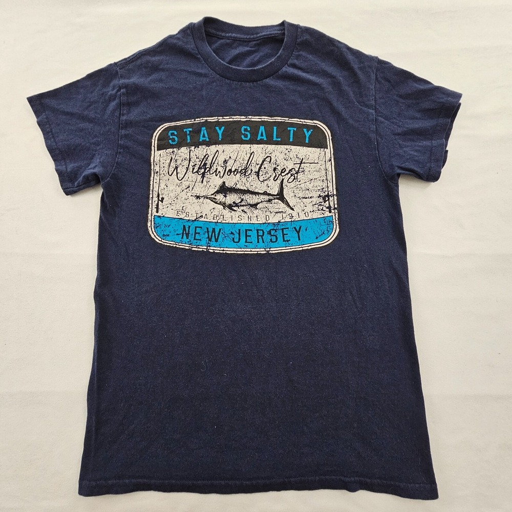 Stay Salty Wildwood Crest New Jersey Blue Short Sleeve T-Shirt Men's S